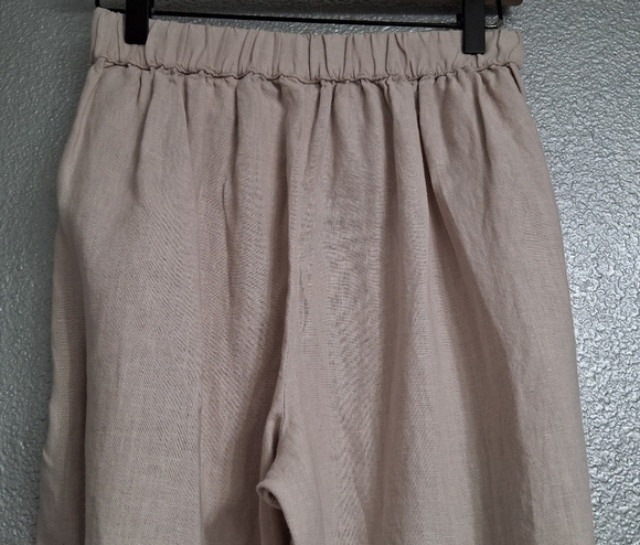 Symple NYC Beige 100% Linen Cropped Pants - Picture 6 of 10